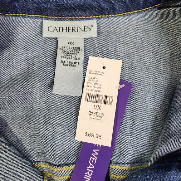Catherine' Classic Dark Blue Denim Jacket 0X (14/16) NWT - Picture 6 of 8